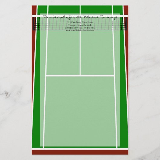 Grafisch overzicht van Tennis Court Layout Briefpapier (Voorkant)