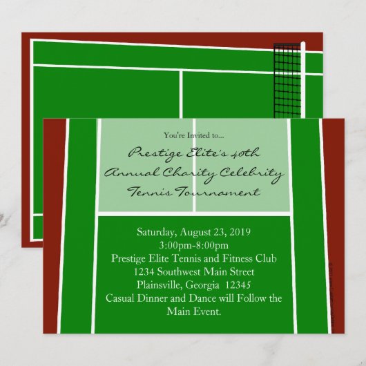 Grafisch overzicht van Tennis Court Layout Kaart (Voorkant / Achterkant)