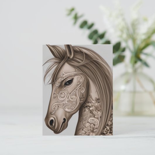 Grafisch paard bedankkaart (Staand voorkant)