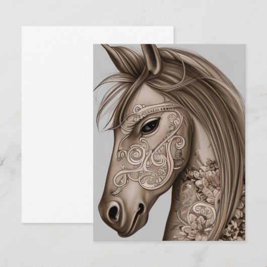 Grafisch paard bedankkaart (Voorkant / Achterkant)