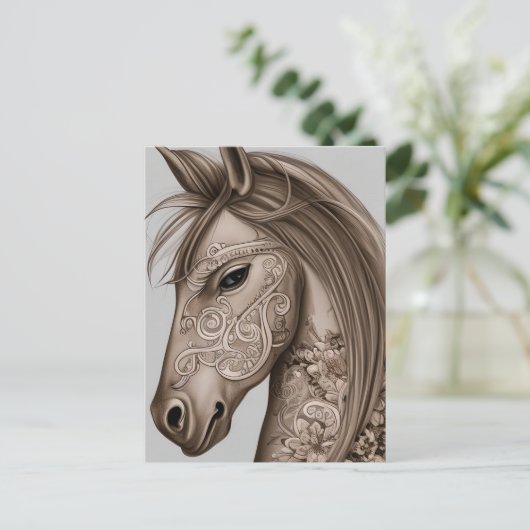 Grafisch paard briefkaart (Staand voorkant)