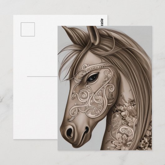 Grafisch paard briefkaart (Voorkant / Achterkant)