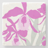 Grafisch paarse bloemorchidee stenen onderzetter (Voorkant)