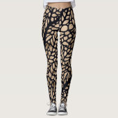 Grafisch patroon van roos goud en zwarte libellen leggings (Voorkant)