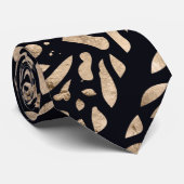 Grafisch patroon van roos goud en zwarte libellen stropdas (Opgerold)