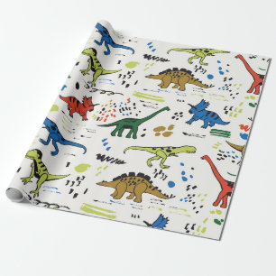 grafisch patroon van vreemde dinosaurussen cadeaupapier