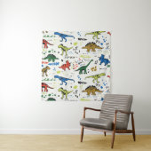 grafisch patroon van vreemde dinosaurussen wandkleed (In situ)