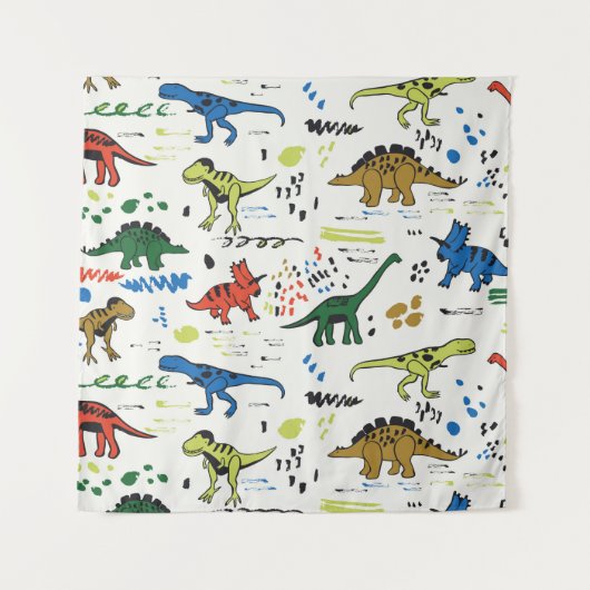 grafisch patroon van vreemde dinosaurussen wandkleed (Voorkant)