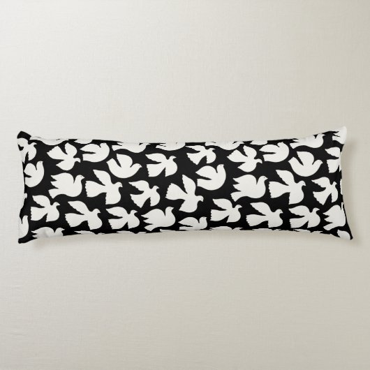 Grafisch patroon van witte vliegduiven lichaamskussen (Achterkant)