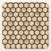 Grafisch patroon van zwarte en roos goudhoningraat kartonnen onderzetters (Voorkant)