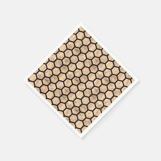 Grafisch patroon van zwarte en roos goudhoningraat servet (Hoek)