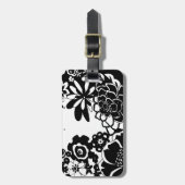 Grafisch patroon zwart-wit van Floral Garden Bagagelabel (Voorkant verticaal)