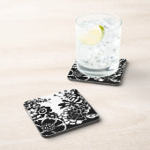 Grafisch patroon zwart-wit van Floral Garden Bier Onderzetter (Rechterzijde)