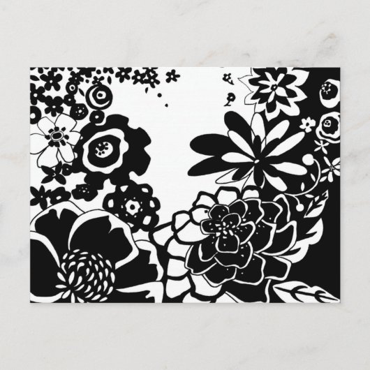 Grafisch patroon zwart-wit van Floral Garden Briefkaart (Voorkant)