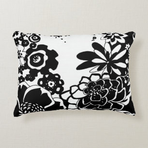 Grafisch patroon zwart-wit van Floral Garden Decoratief Kussen