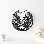 Grafisch patroon zwart-wit van Floral Garden Grote Klok (Huis)