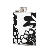 Grafisch patroon zwart-wit van Floral Garden Heupfles (Links)