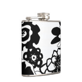 Grafisch patroon zwart-wit van Floral Garden Heupfles (Rechts)