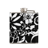 Grafisch patroon zwart-wit van Floral Garden Heupfles (Achterkant)