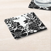 Grafisch patroon zwart-wit van Floral Garden Kartonnen Onderzetters (Schuin)