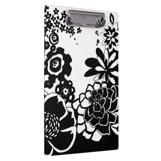 Grafisch patroon zwart-wit van Floral Garden Klembord (Rechts)