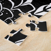 Grafisch patroon zwart-wit van Floral Garden Legpuzzel (Zijkant)