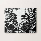 Grafisch patroon zwart-wit van Floral Garden Legpuzzel (Horizontaal)
