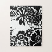 Grafisch patroon zwart-wit van Floral Garden Legpuzzel (Verticaal)