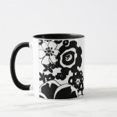 Grafisch patroon zwart-wit van Floral Garden Mok (Links)