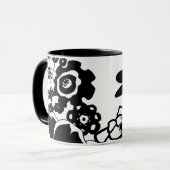 Grafisch patroon zwart-wit van Floral Garden Mok (Voorkant links)