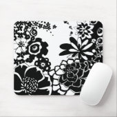 Grafisch patroon zwart-wit van Floral Garden Muismat (Met muis)