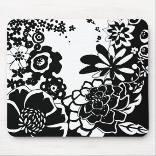 Grafisch patroon zwart-wit van Floral Garden Muismat