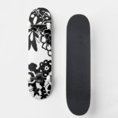 Grafisch patroon zwart-wit van Floral Garden Persoonlijk Skateboard (Voorkant)