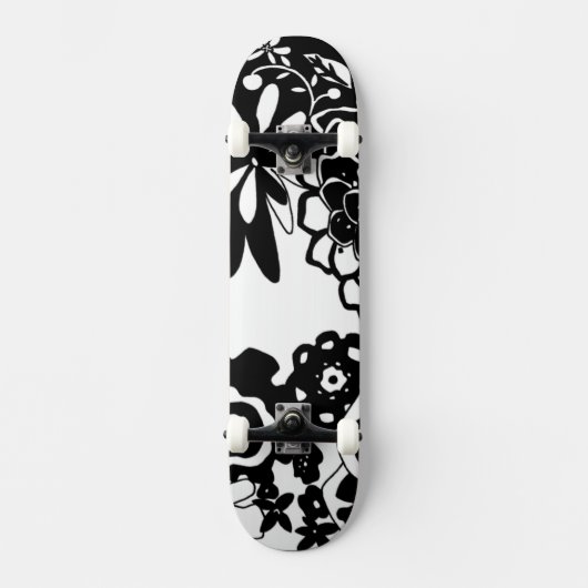 Grafisch patroon zwart-wit van Floral Garden Persoonlijk Skateboard (Voorkant)