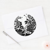 Grafisch patroon zwart-wit van Floral Garden Ronde Sticker (Envelop)