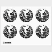 Grafisch patroon zwart-wit van Floral Garden Ronde Sticker (Vel)