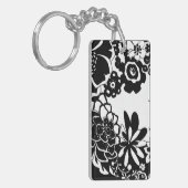 Grafisch patroon zwart-wit van Floral Garden Sleutelhanger (Voorkant Links)