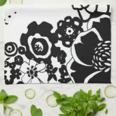 Grafisch patroon zwart-wit van Floral Garden Theedoek (Gevouwen)
