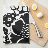Grafisch patroon zwart-wit van Floral Garden Theedoek (Quarter Fold)