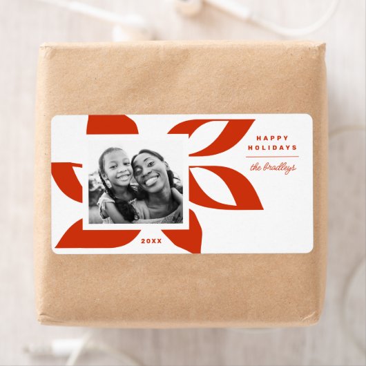 Grafisch Poinsettia Foto Etiket (Insitu)