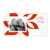 Grafisch Poinsettia Foto Etiket (Voorkant)