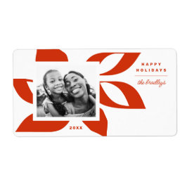 Grafisch Poinsettia Foto Etiket