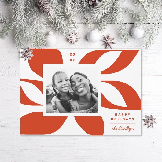 Grafisch Poinsettia Foto Feestdagenkaart