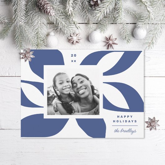 Grafisch Poinsettia Foto Feestdagenkaart