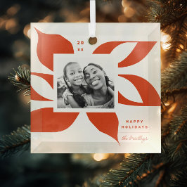 Grafisch Poinsettia Foto Glas Ornament