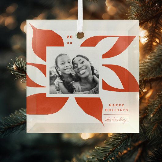 Grafisch Poinsettia Foto Glas Ornament