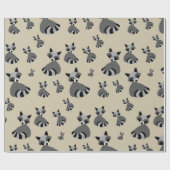 Grafisch Raccoon Patroon Cadeaupapier (Vlak)
