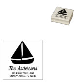 Grafisch retouradres zeilboot rubberstempel (Gestempeld)