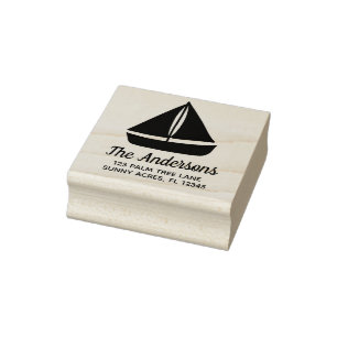 Grafisch retouradres zeilboot rubberstempel