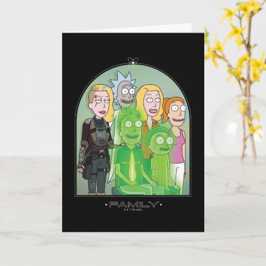 Grafisch Rick en Morty Family Kaart (Gele Bloem)
